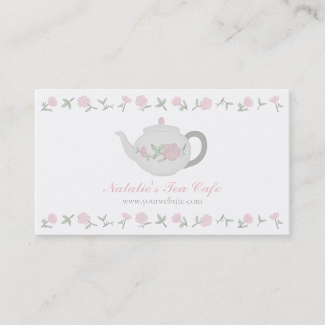 Tarjetas de presentación de Elegant Teapot Tea Caf (Anverso)