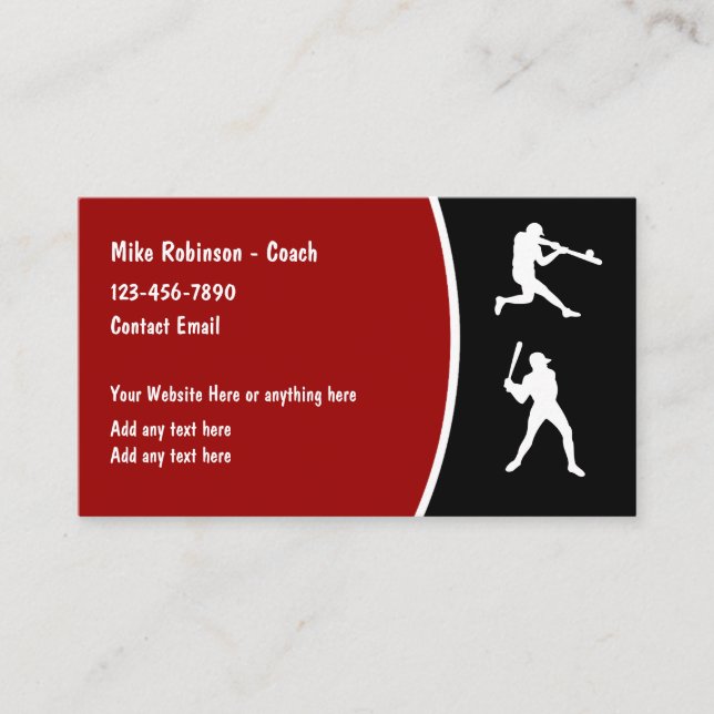 Tarjetas de Presentación de Entrenador de Béisbol  (Anverso)