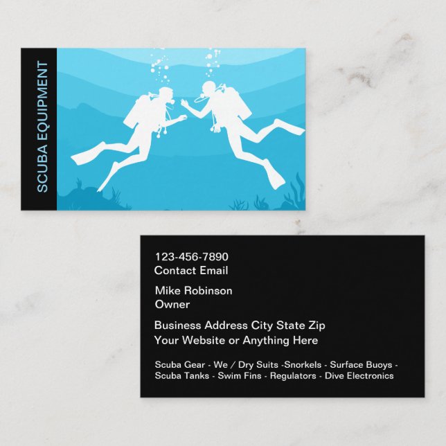 Tarjetas de presentación de equipo de buceo (Anverso / Reverso)