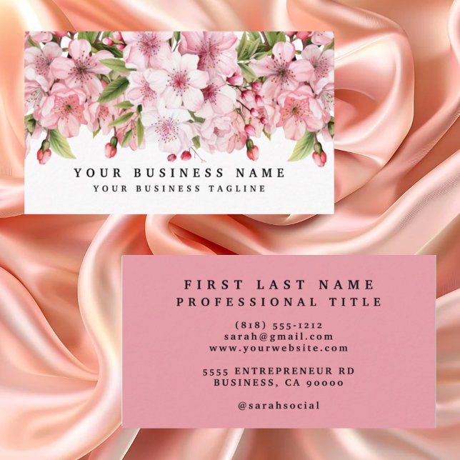Tarjetas de presentación de flor de cerezo rosa el (Subido por el creador)