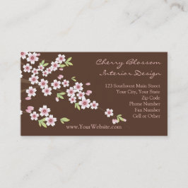 Tarjetas de presentación de flor de cerezo rosa y