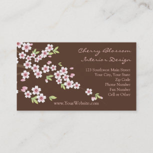 Tarjetas de presentación de flor de cerezo rosa y 