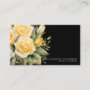 Tarjetas de presentación de flores amarillas y neg
