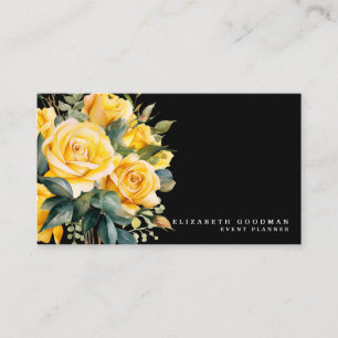 Tarjetas de presentación de flores amarillas y ros