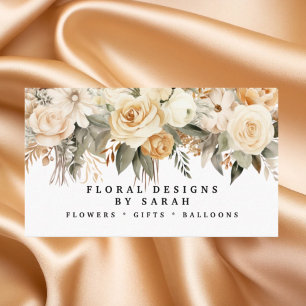 Tarjetas de presentación de flores Boho Gold y Cha
