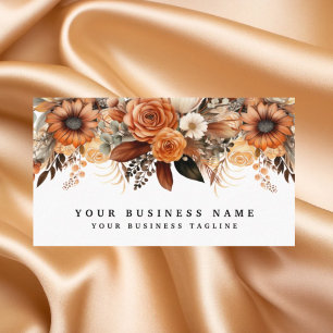 Tarjetas de presentación de flores Boho Gold y Cha