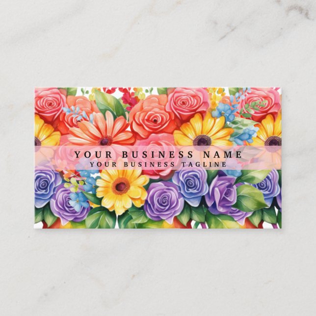 Tarjetas de presentación de flores coloridas de pr (Anverso)