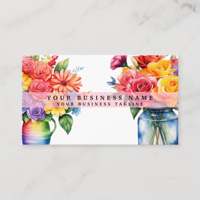 Tarjetas de presentación de flores coloridas de pr (Anverso)