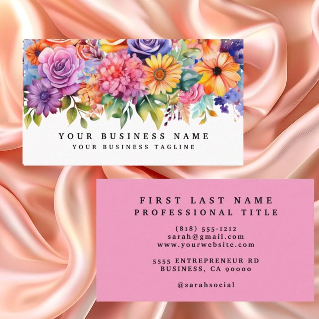 Tarjetas de presentación de flores coloridas de pr (Subido por el creador)