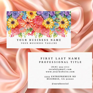 Tarjetas de presentación de flores coloridas de pr