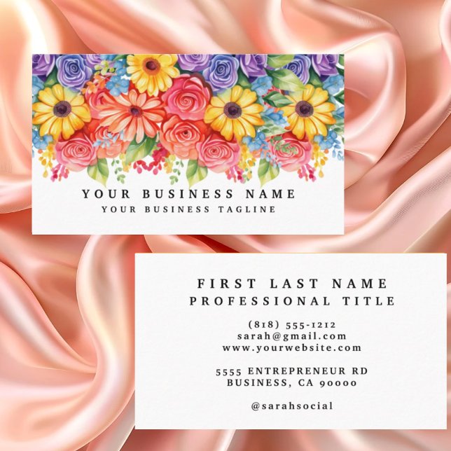 Tarjetas de presentación de flores coloridas de pr (Subido por el creador)