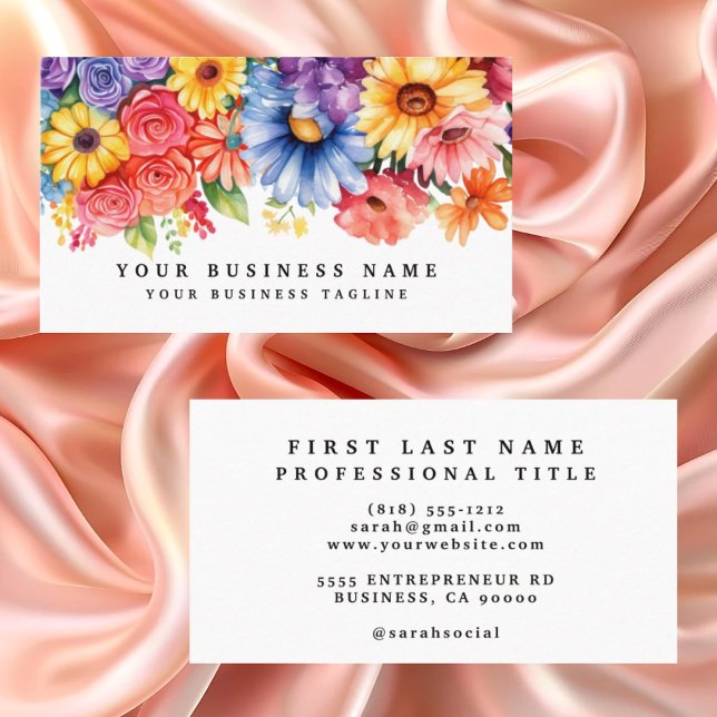 Tarjetas de presentación de flores coloridas de pr (Subido por el creador)