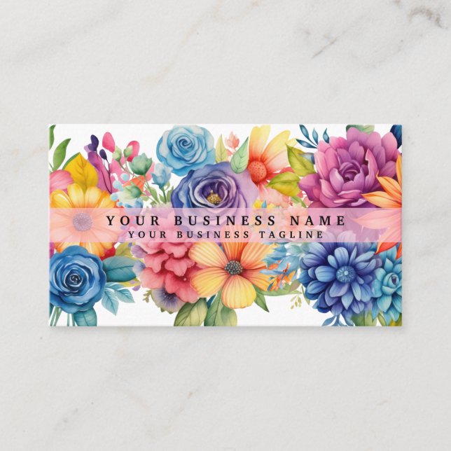 Tarjetas de presentación de flores coloridas de pr (Anverso)