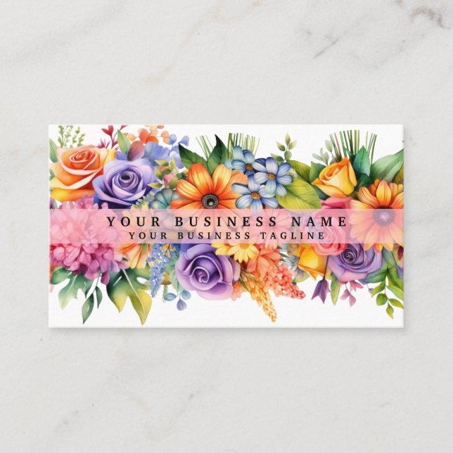 Tarjetas de presentación de flores coloridas de pr (Anverso)
