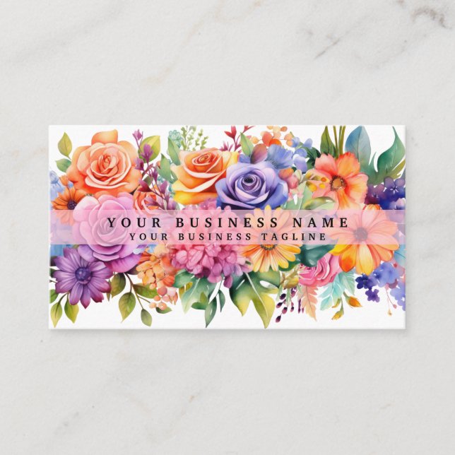 Tarjetas de presentación de flores coloridas de pr (Anverso)