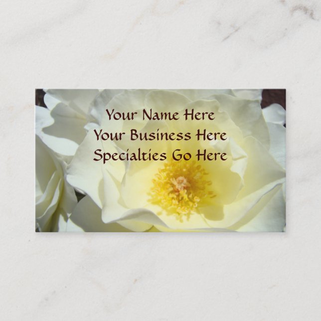 Tarjetas de presentación de flores de rosa blanca  (Anverso)