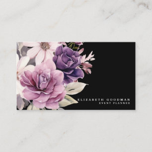 Tarjetas de presentación de flores moradas de lujo
