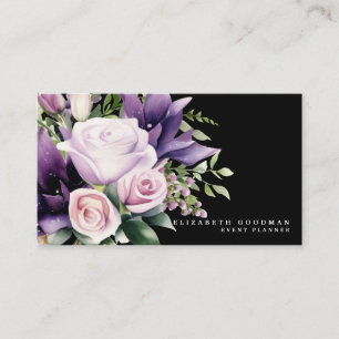Tarjetas de presentación de flores moradas de prim