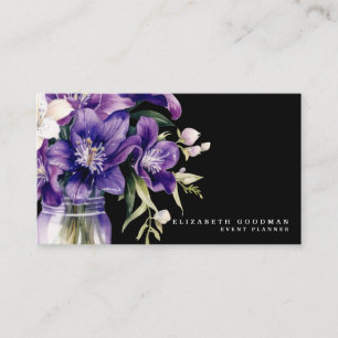 Tarjetas de presentación de flores púrpuras de pri