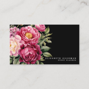 Tarjetas de presentación de flores rosas y negras 