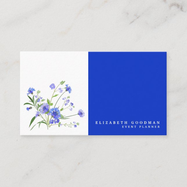 Tarjetas de presentación de flores silvestres azul (Anverso)