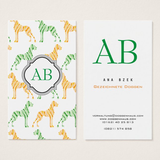 Tarjetas de presentación de Gran Danés (Anverso y reverso)