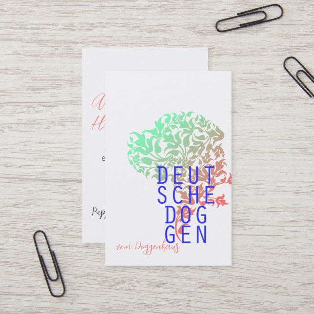 Tarjetas de presentación de Gran Danés (Anverso/Reverso In Situ)