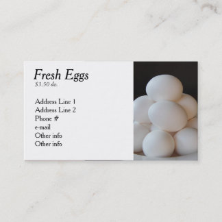 Tarjetas de presentación de huevos frescos