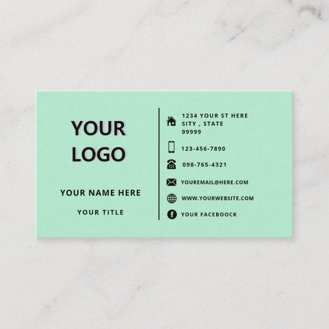 Tarjetas de presentación de información sobre logo (Anverso)