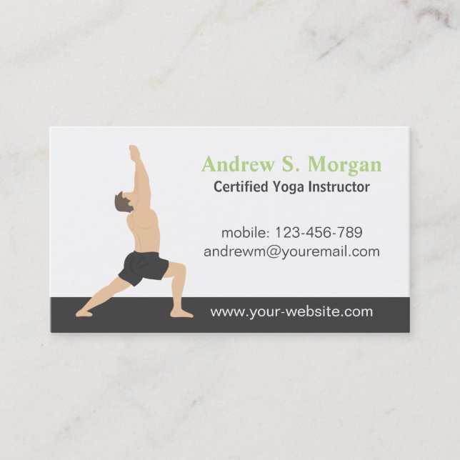 Tarjetas de presentación de instructor de yoga mas (Anverso)
