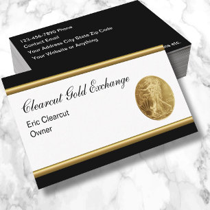 Tarjetas de presentación de inversión en oro con c