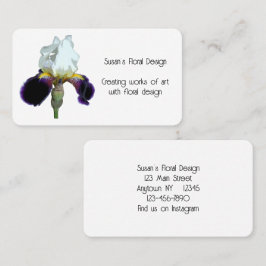 Tarjetas de presentación de Iris Blanco y Morado