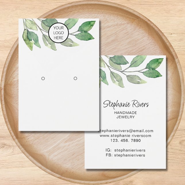 Tarjetas de presentación de joyería de verde con l (Subido por el creador)
