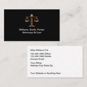 Tarjetas de presentación de la oficina de abogados