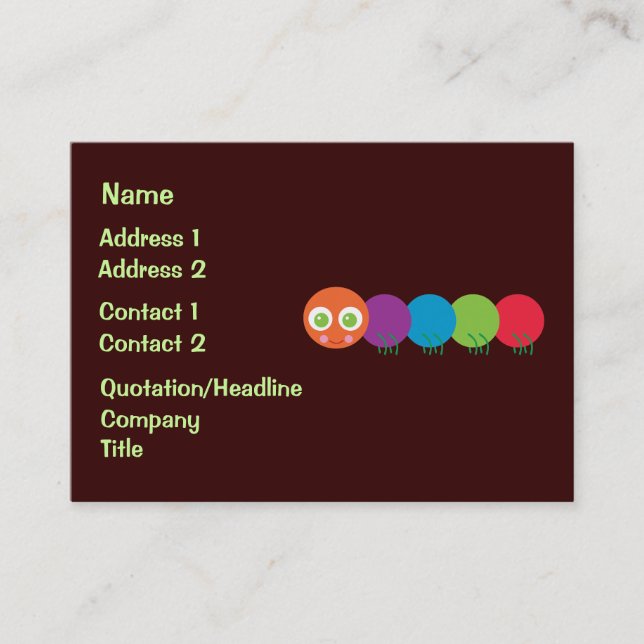 Tarjetas de presentación de la oruga del arcoiris (Anverso)