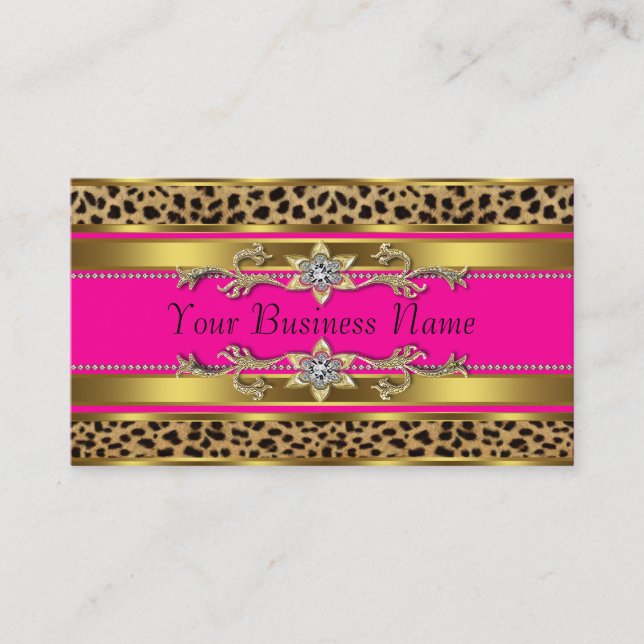 Tarjetas de presentación de leopardo rosa caliente (Anverso)