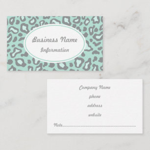 Tarjetas de presentación de leopardo verde menta
