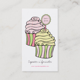 Tarjetas de presentación de limón y pasteles rosad