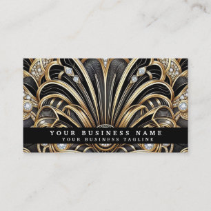 Tarjetas de presentación de lujo Art Deco negro co