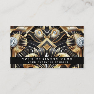 Tarjetas de presentación de lujo Art Deco negro or
