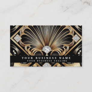 Tarjetas de presentación de lujo Art Deco negro or