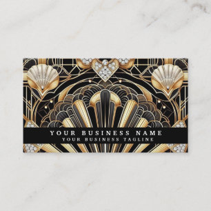 Tarjetas de presentación de lujo Art Deco negro or