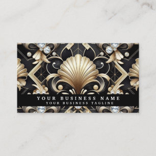 Tarjetas de presentación de lujo Art Deco negro or