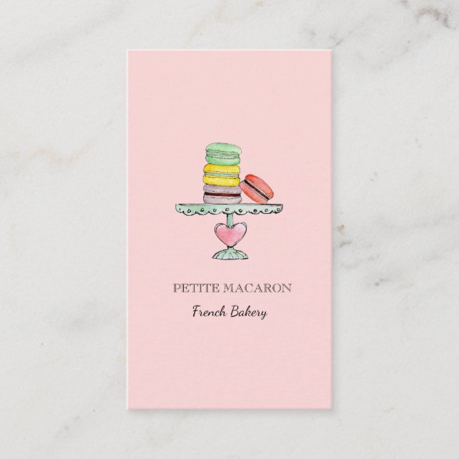 Tarjetas de presentación de Macarons rosados de pa (Anverso)