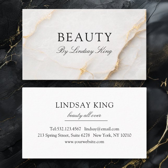 Tarjetas de presentación de mármol blanco de salón (Elegant Salon White Marble Business Cards)