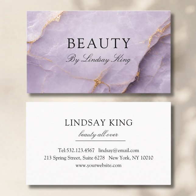 Tarjetas de presentación de mármol violeta de saló (Elegant Salon Violet Marble Business Cards)