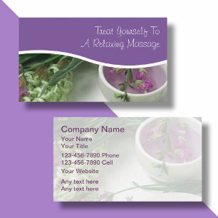 Tarjetas de presentación de masaje