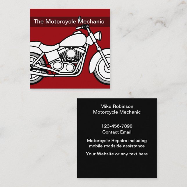 Tarjetas de presentación de mecánica de motociclet (Anverso / Reverso)