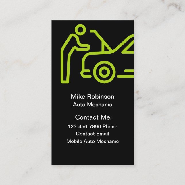 Tarjetas de presentación de mecánico de automóvile (Anverso)