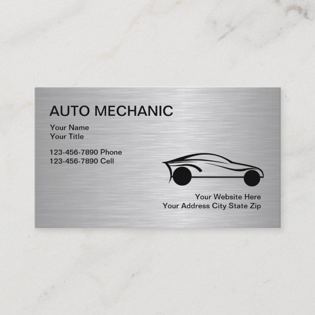 Tarjetas de presentación de mecánico de automóvile (Anverso)